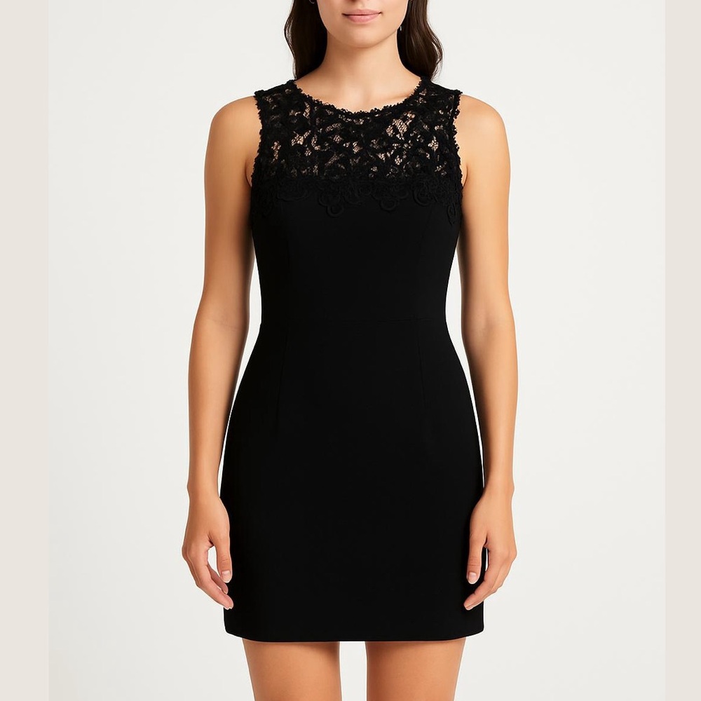 Jessica McClintock Vintage Black Lace Mini Dress